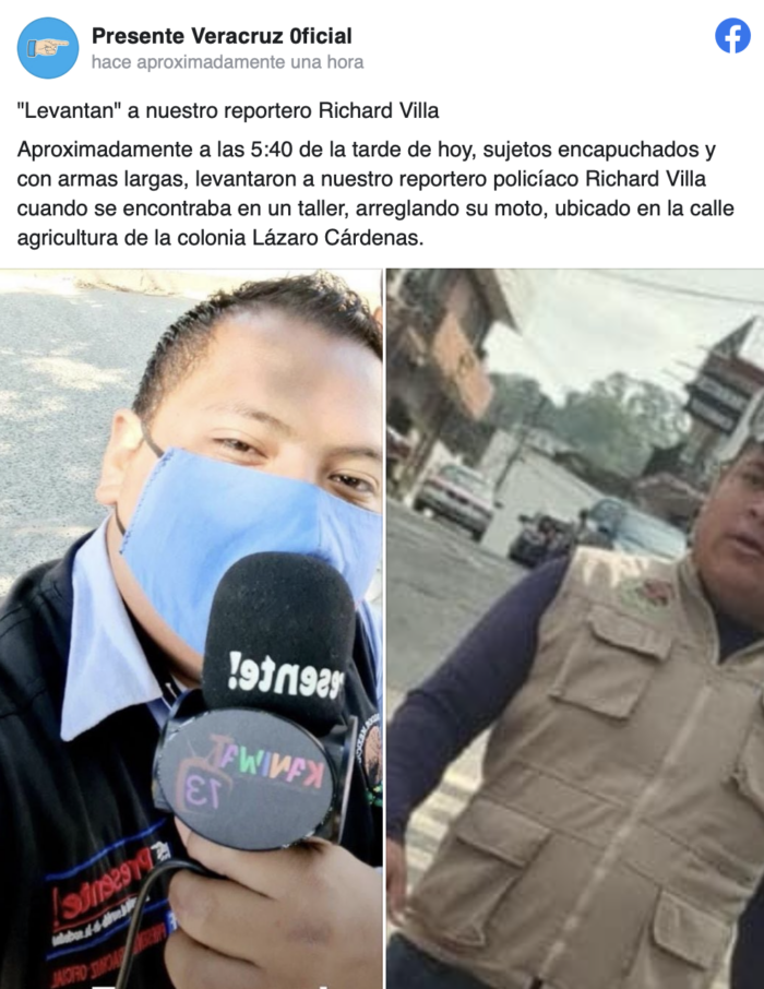 Comando armado levanta y secuestra a periodista en Poza Rica