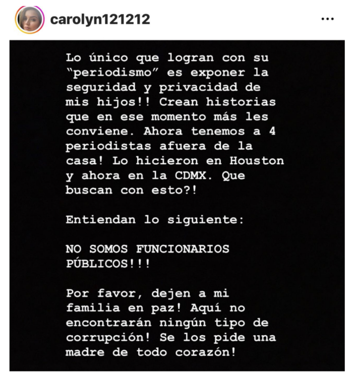 Carolyn Adams, esposa de José Ramón López Beltrán, pide que dejen a su familia en paz